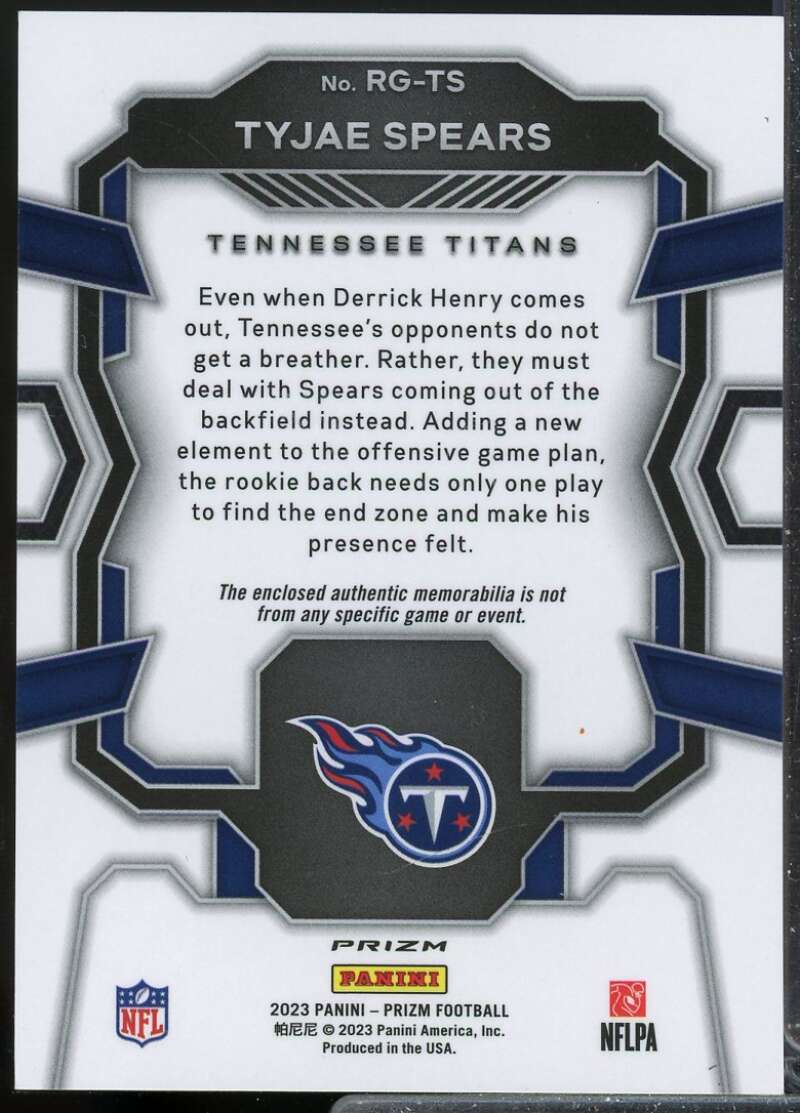 Tyjae Spears 2023 Panini Prizm Rookie Gear Rookie Prizms Neon Green Pulsar #25  Image 2