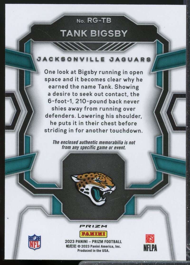 Tank Bigsby 2023 Panini Prizm Rookie Gear Jersey Prizms Neon Green Pulsar #29  Image 2