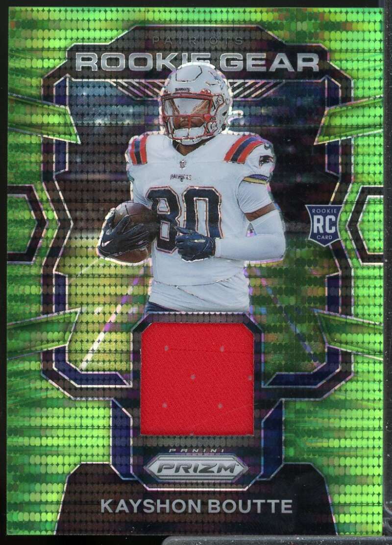 Kayshon Boutte 2023 Panini Prizm Rookie Gear Jersey Prizms Neon Green Pulsar #28  Image 1