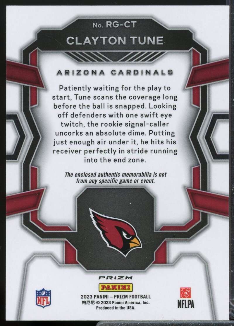 Clayton Tune Card 2023 Panini Prizm Rookie Gear Jersey Prizms Pink #27  Image 2