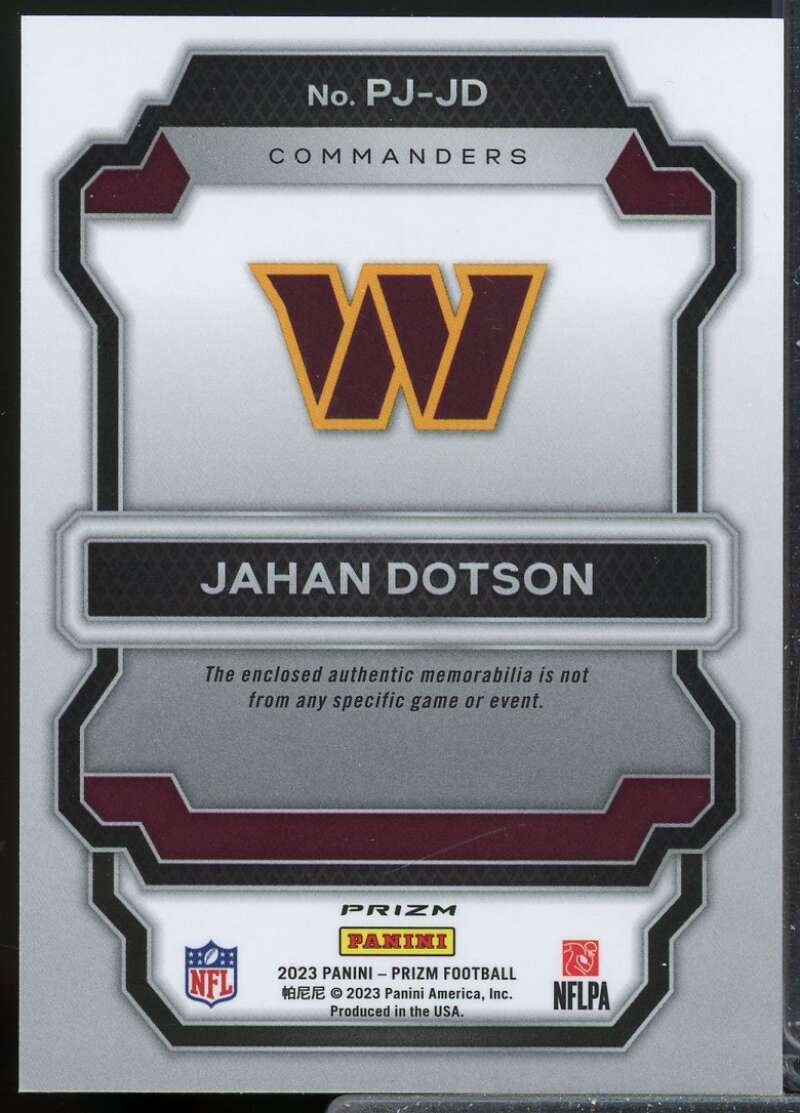 Jahan Dotson Card 2023 Panini Prizm Premier Jerseys Neon Green Pulsar #23  Image 2