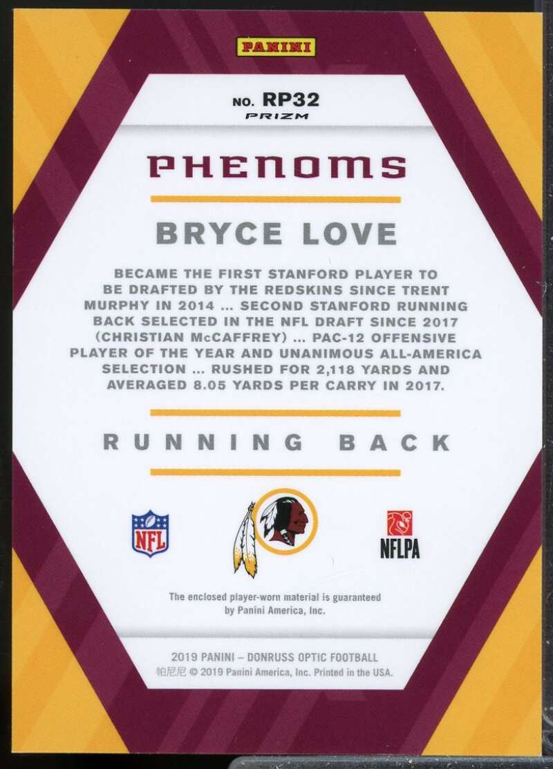 Bryce Love Card 2019 Donruss Optic Rookie Phenoms Jerseys #RP32  Image 2