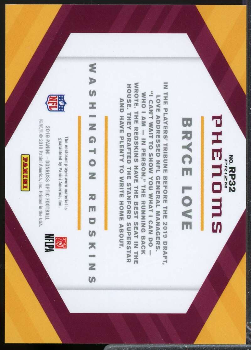 Bryce Love Card 2019 Donruss Optic Rookie Phenoms Jerseys Horizontal #RP32  Image 2