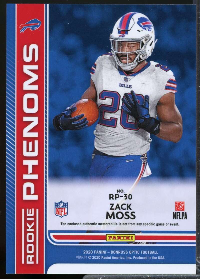 Zack Moss Card 2020 Donruss Optic Rookie Phenoms Jerseys #30  Image 2