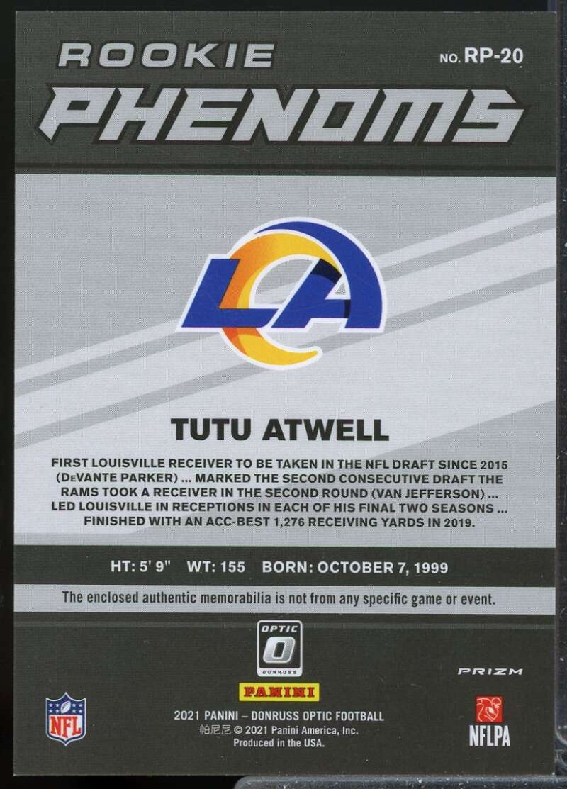 Tutu Atwell Card 2021 Donruss Optic Rookie Phenoms Jerseys #20  Image 2