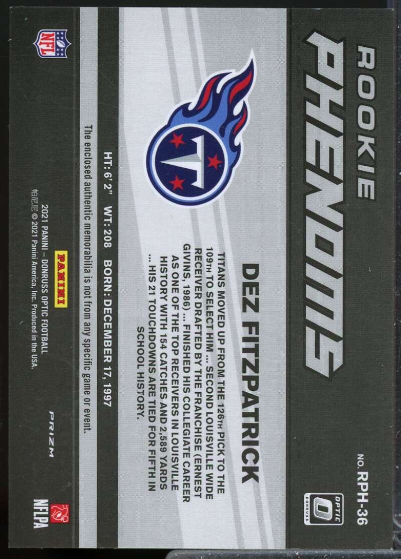 Dez Fitzpatrick 2021 Optic Rookie Phenoms Jerseys Horizontal Blue Hyper #36  Image 2