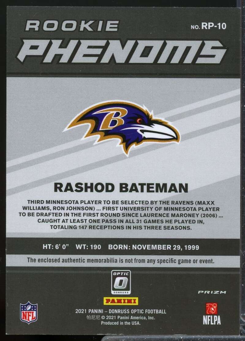 Rashod Bateman Card 2021 Donruss Optic Rookie Phenoms Jerseys #10  Image 2