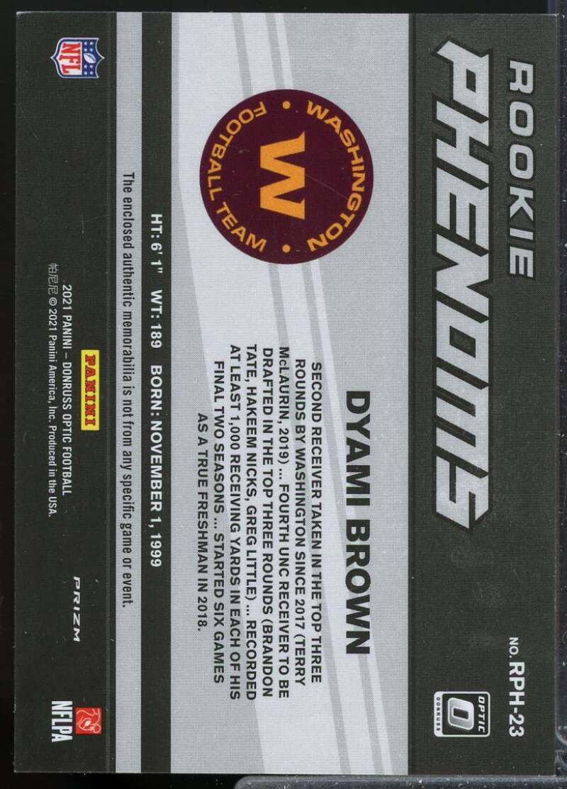 Dyami Brown Card 2021 Donruss Optic Rookie Phenoms Jerseys Horizontal Red #23  Image 2