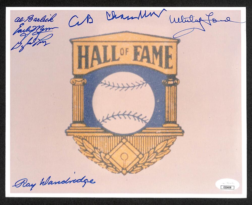 Al Barlick Autograph Signed Hall Of Fame Photo JSA Authentic w/ other Signatures Image 1