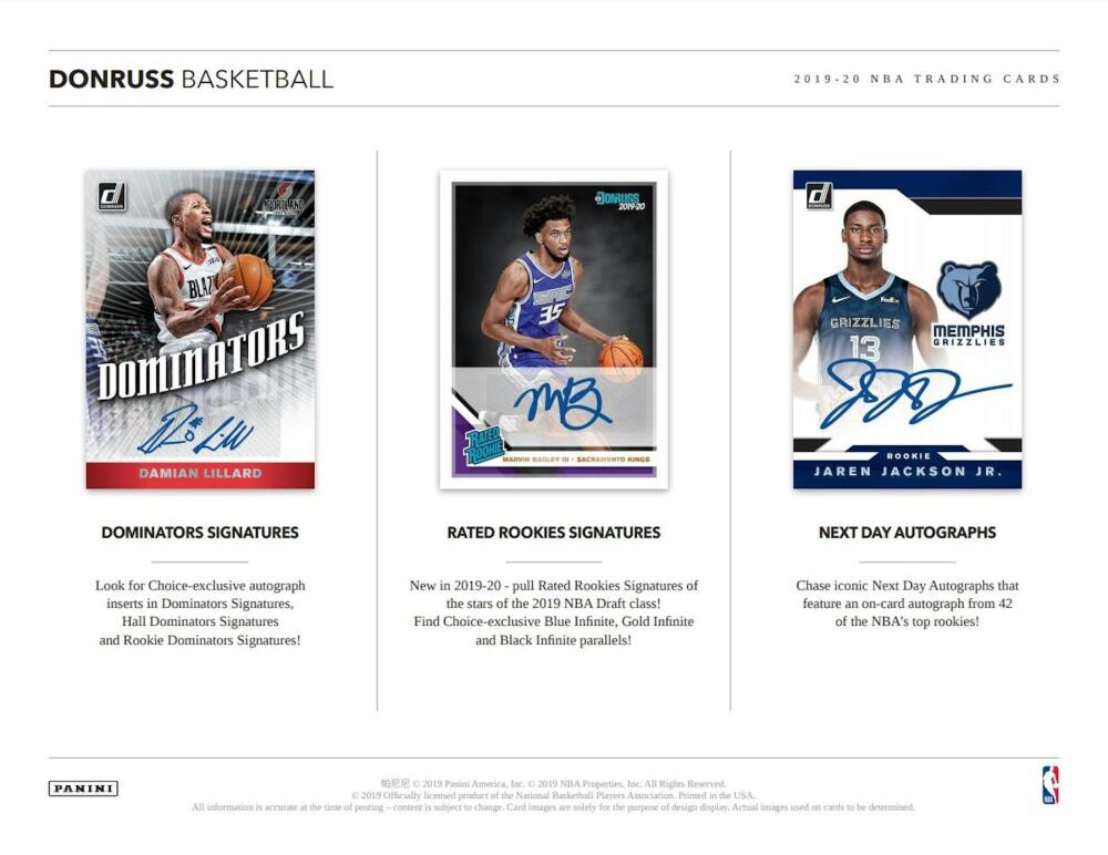 2019-20 Panini Donruss Choice Basketball Hobby Box Image 4