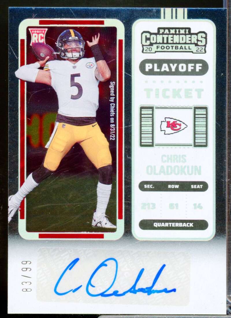 Chris Oladokun Card 2022 Panini Contenders Rookie Autograph Playoff Ticket #256  Image 1