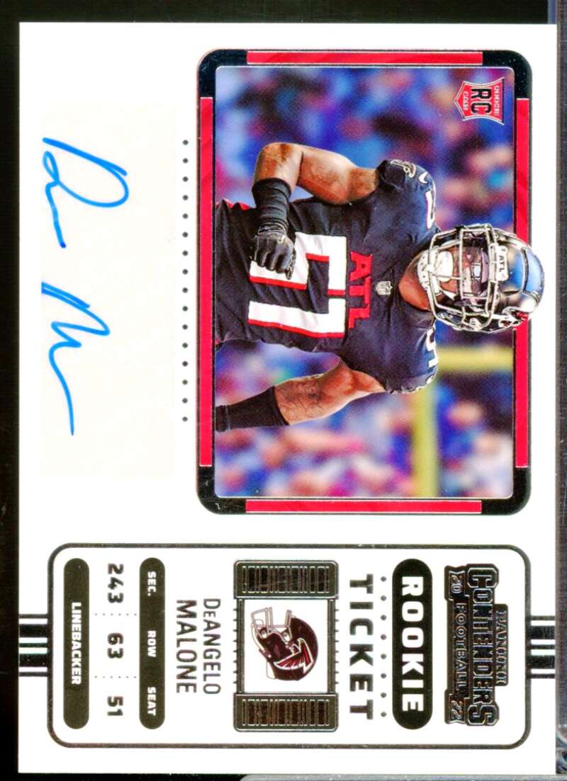 DeAngelo Malone Card 2022 Panini Contenders Rookie Autograph Variation #187B  Image 1