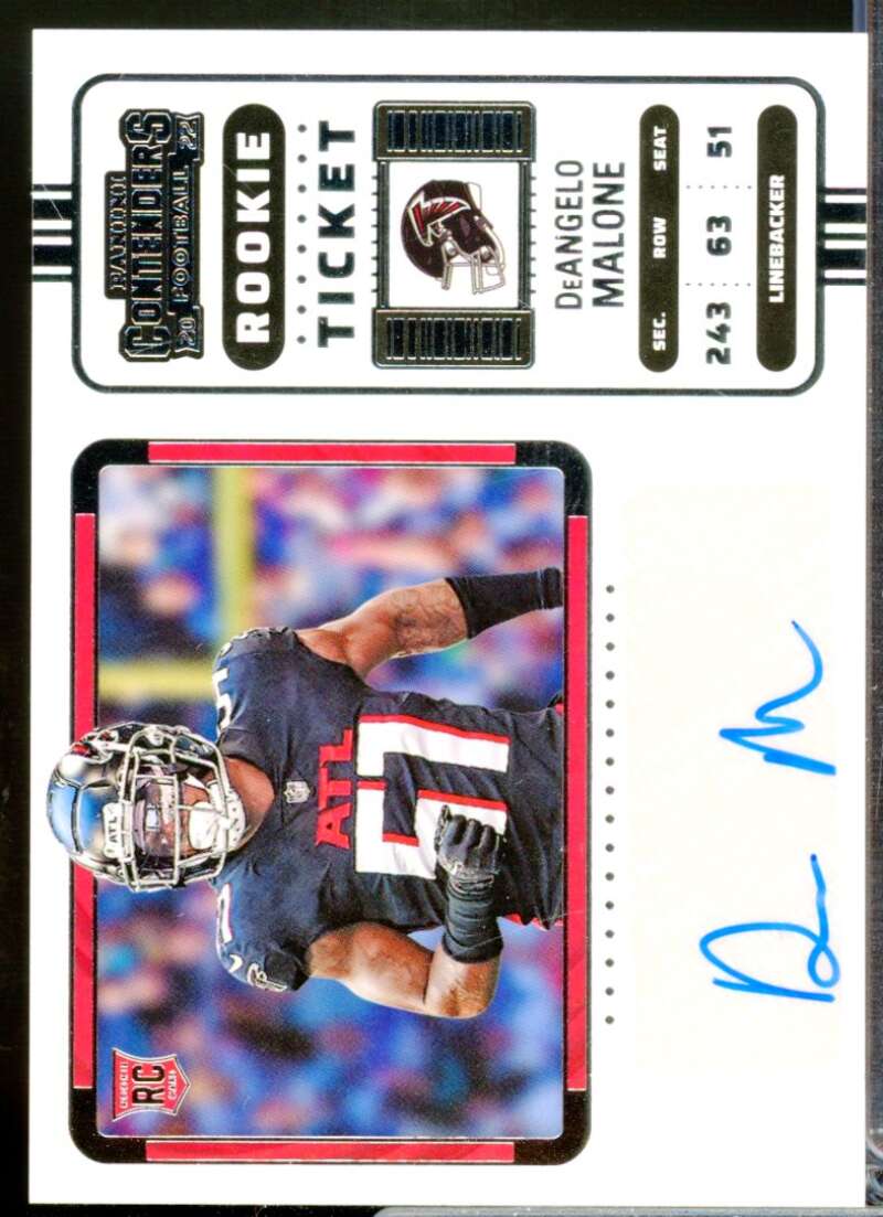 DeAngelo Malone Card 2022 Panini Contenders Rookie Autograph Variation #187B  Image 1