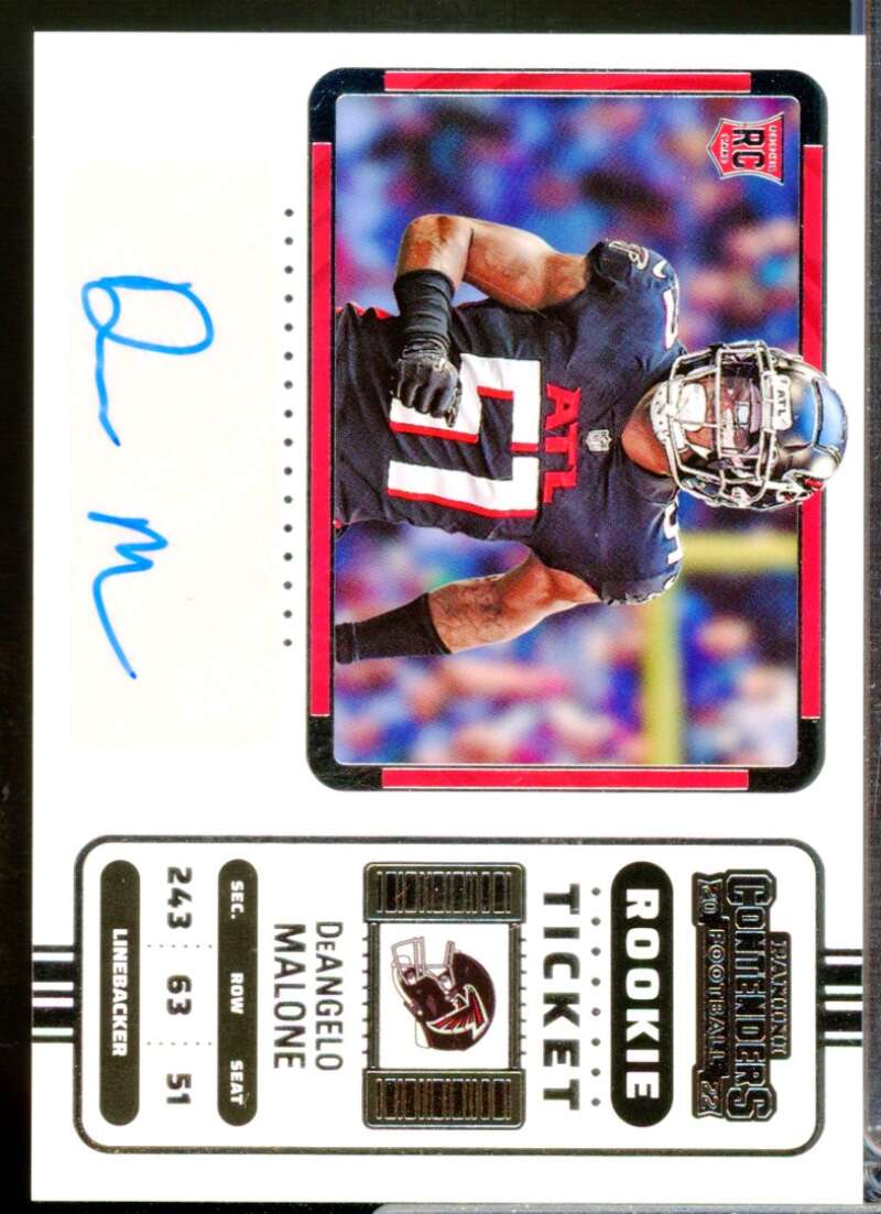 DeAngelo Malone Card 2022 Panini Contenders Rookie Autograph Variation #187B  Image 1