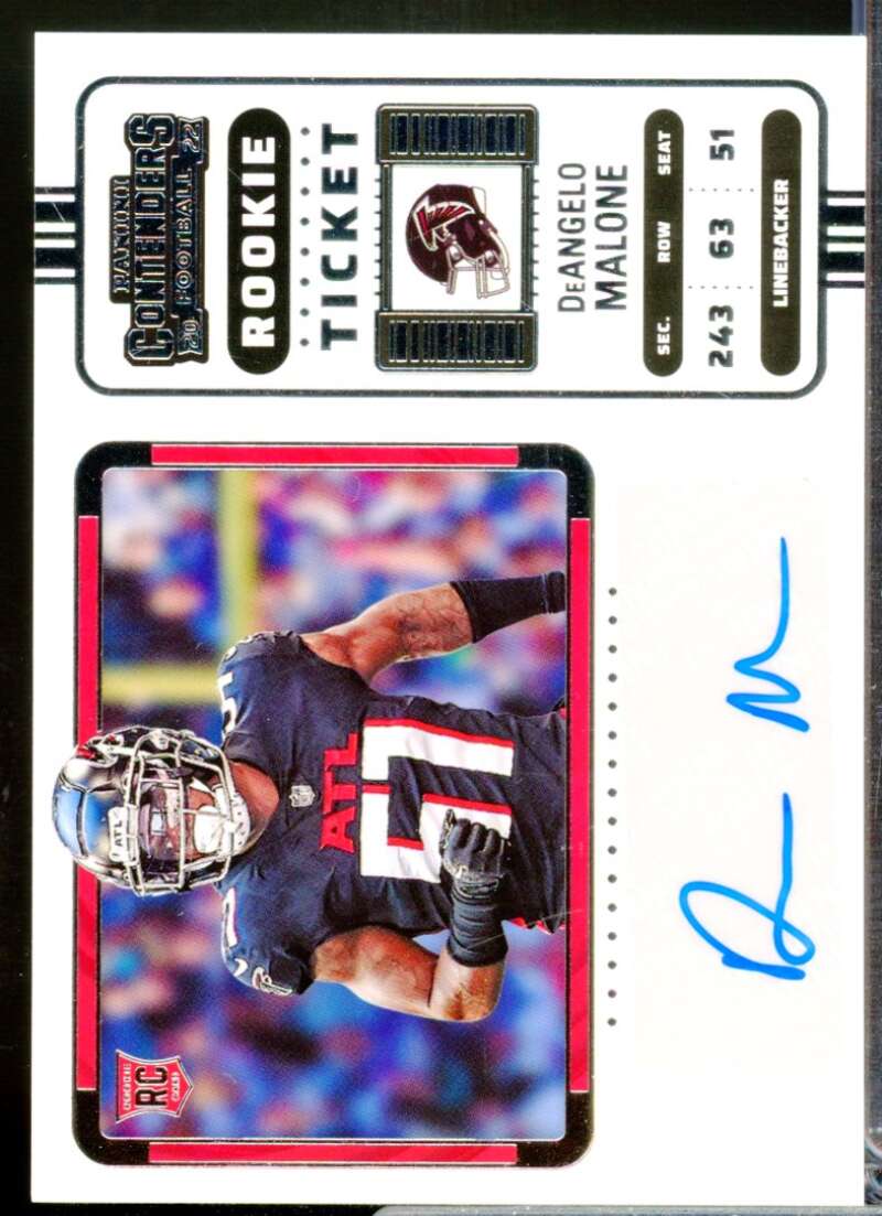 DeAngelo Malone Card 2022 Panini Contenders Rookie Autograph Variation #187B  Image 1