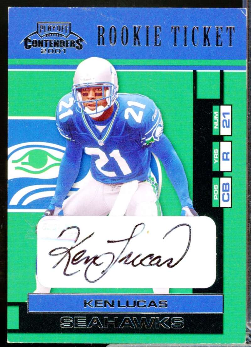 Ken Lucas RC Card 2001 Playoff Contenders Rookie Autograph #122  Image 1