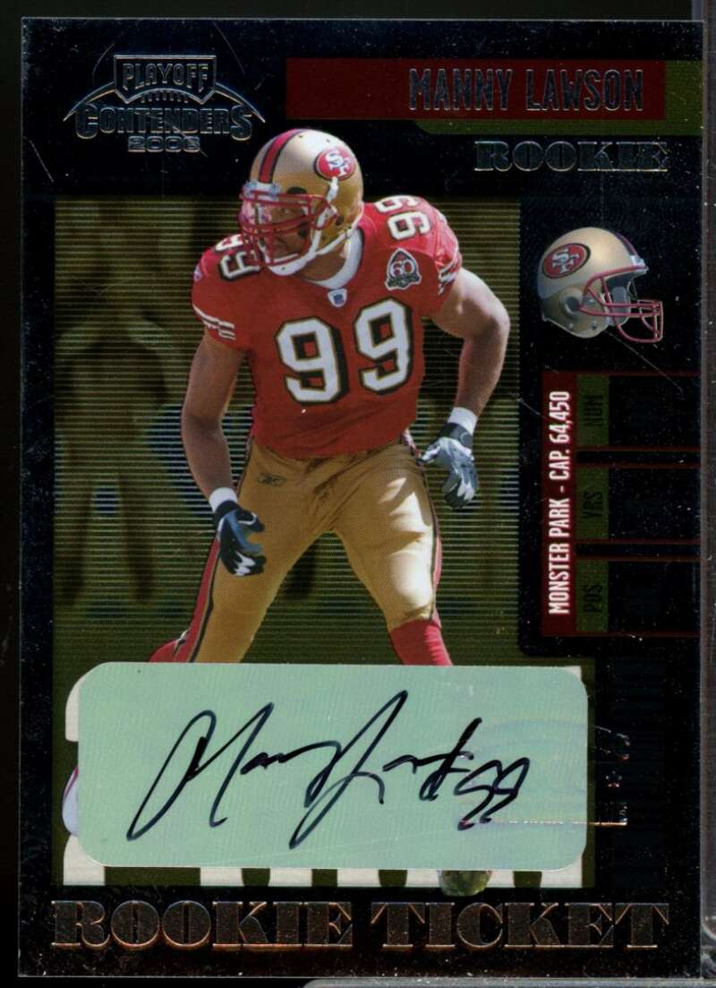 Manny Lawson RC Card 2006 Playoff Contenders Rookie Autograph #204  Image 1