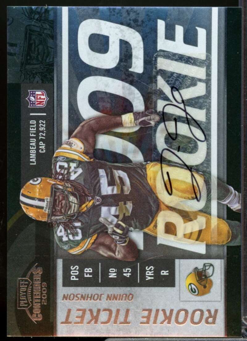 Quinn Johnson RC Card 2009 Playoff Contenders Rookie Autograph #194  Image 1