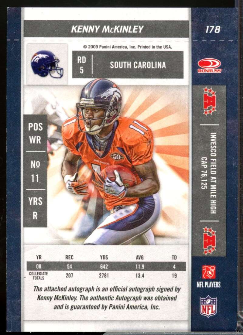 Kenny McKinley RC Card 2009 Playoff Contenders Rookie Autograph #178  Image 2