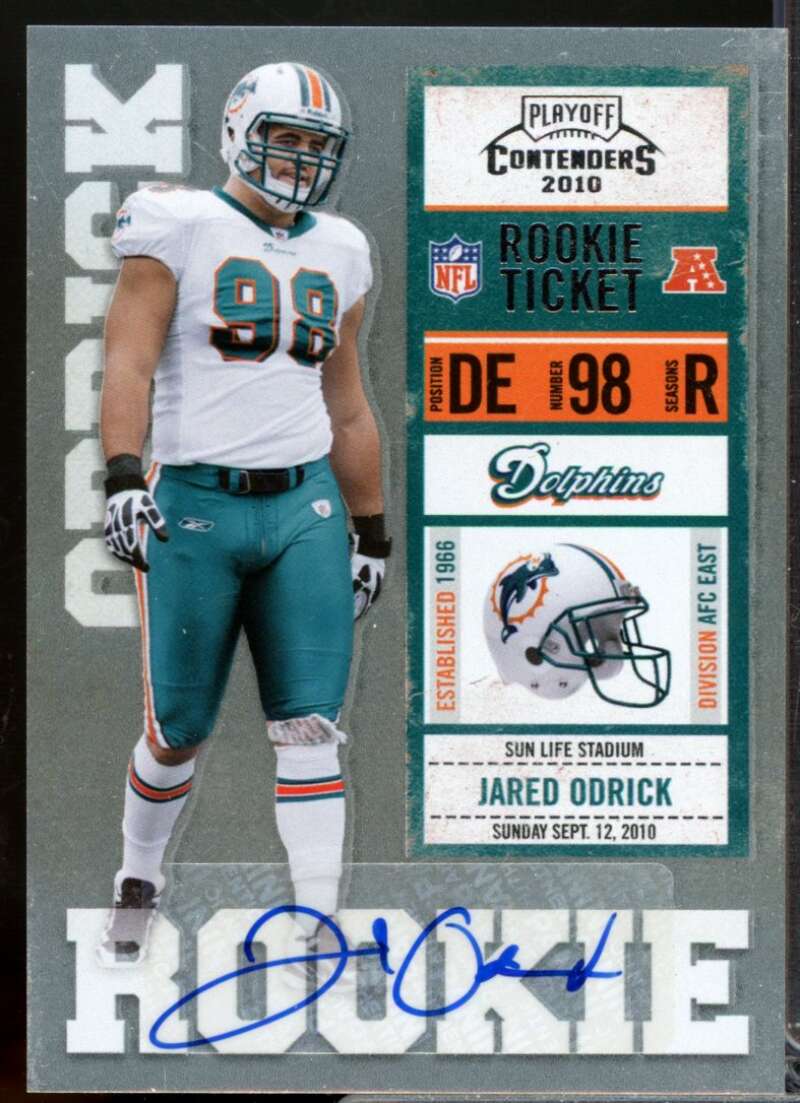 Jared Odrick RC Card 2010 Playoff Contenders Rookie Autograph #143  Image 1
