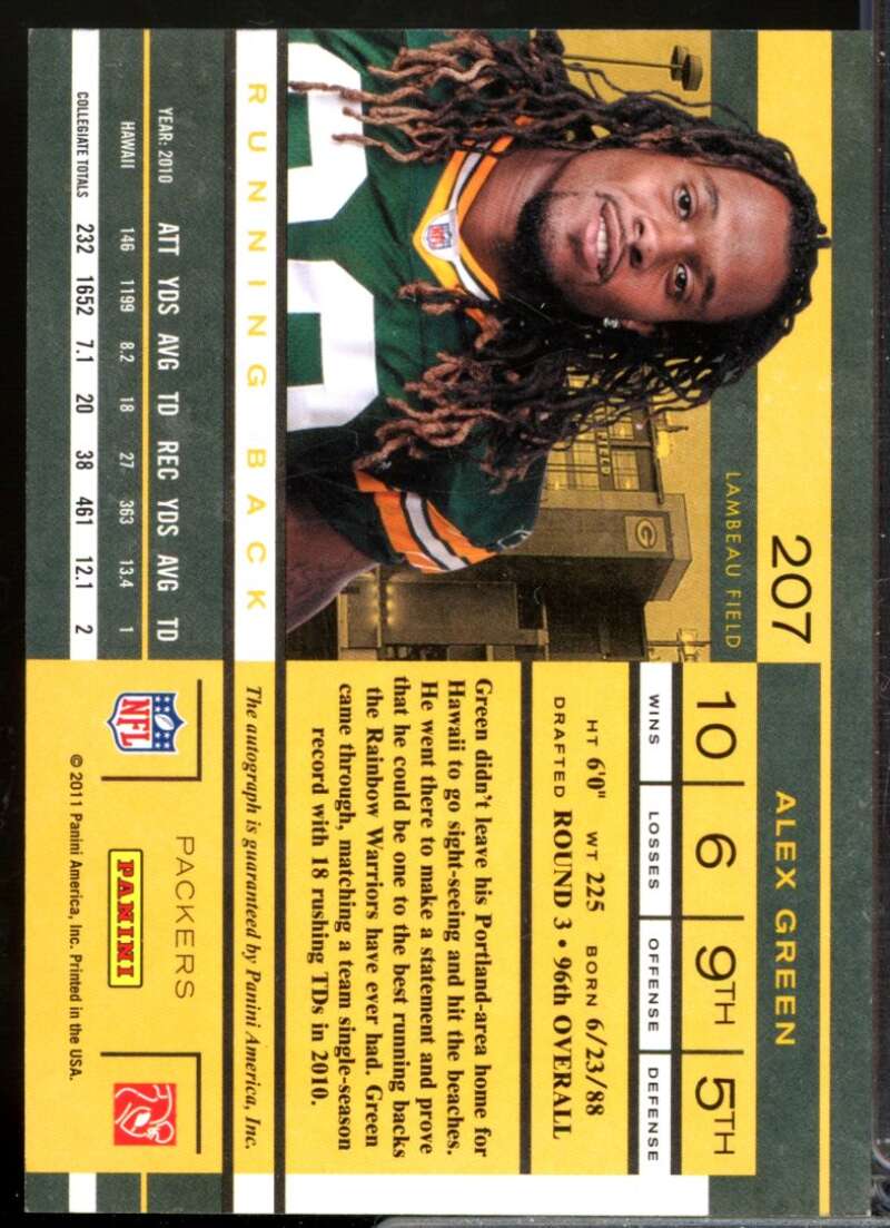 Alex Green RC Card 2011 Playoff Contenders Rookie Autograph #207A  Image 2