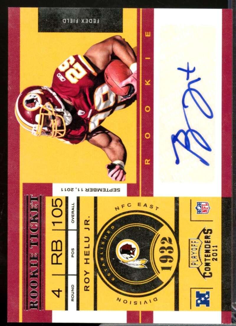 Roy Helu Jr. RC Card 2011 Playoff Contenders Rookie Autograph #172  Image 1
