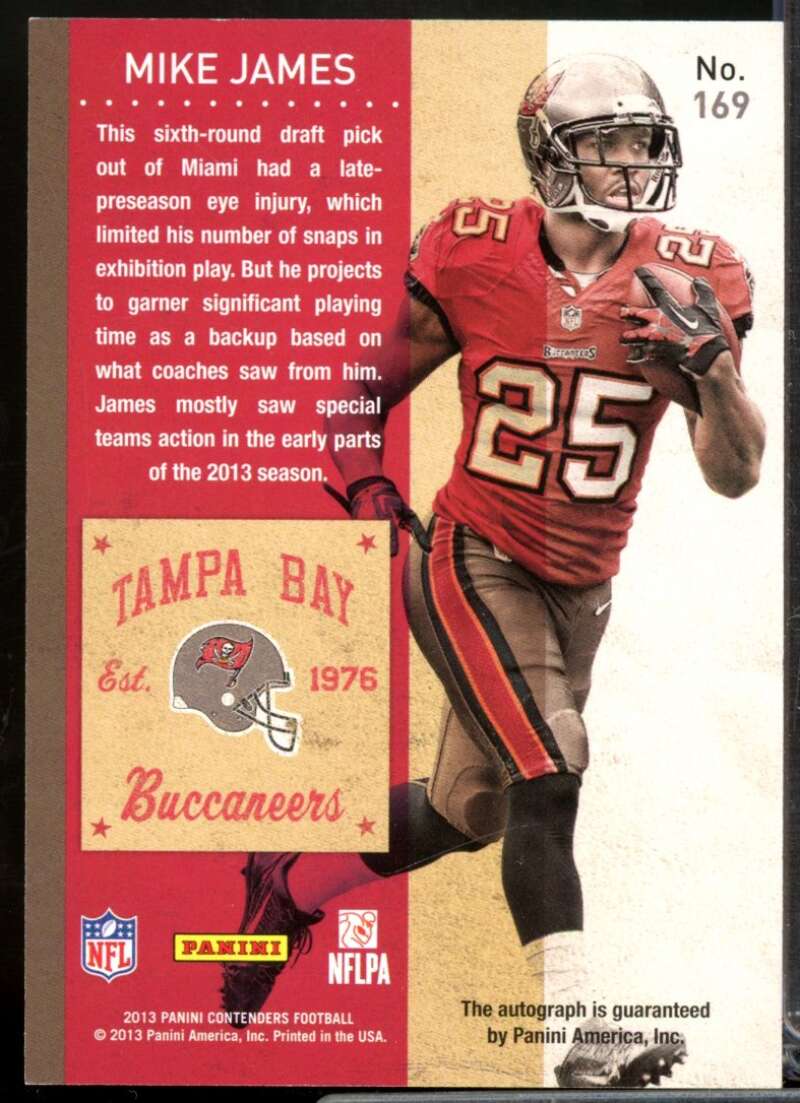 Mike James RC Card 2013 Panini Contenders Rookie Autograph #169A  Image 2