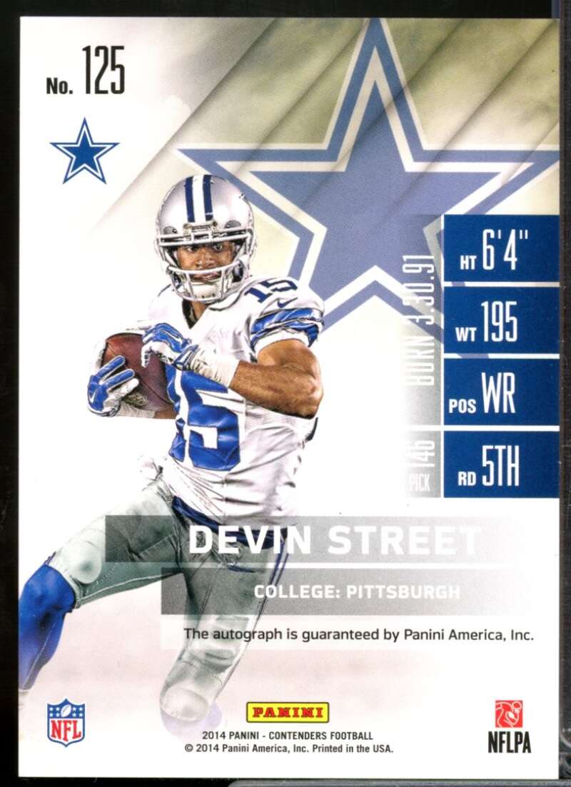 Devin Street Card 2014 Panini Contenders Rookie Autograph Playoff Ticket #125  Image 2