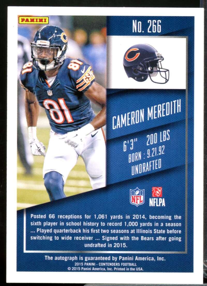 Cameron Meredith RC Card 2015 Panini Contenders Rookie Autograph #266  Image 2