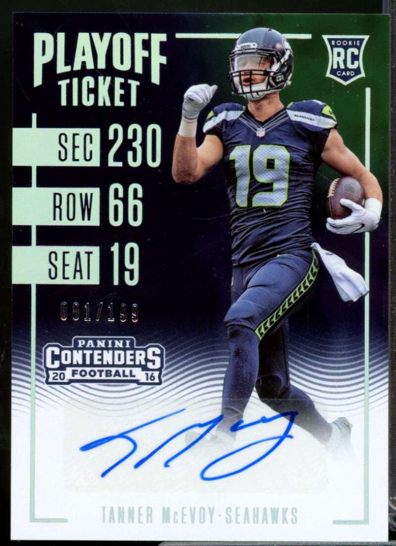 Tanner McEvoy /199 2016 Panini Contenders Rookie Autograph Playoff Ticket #256  Image 1