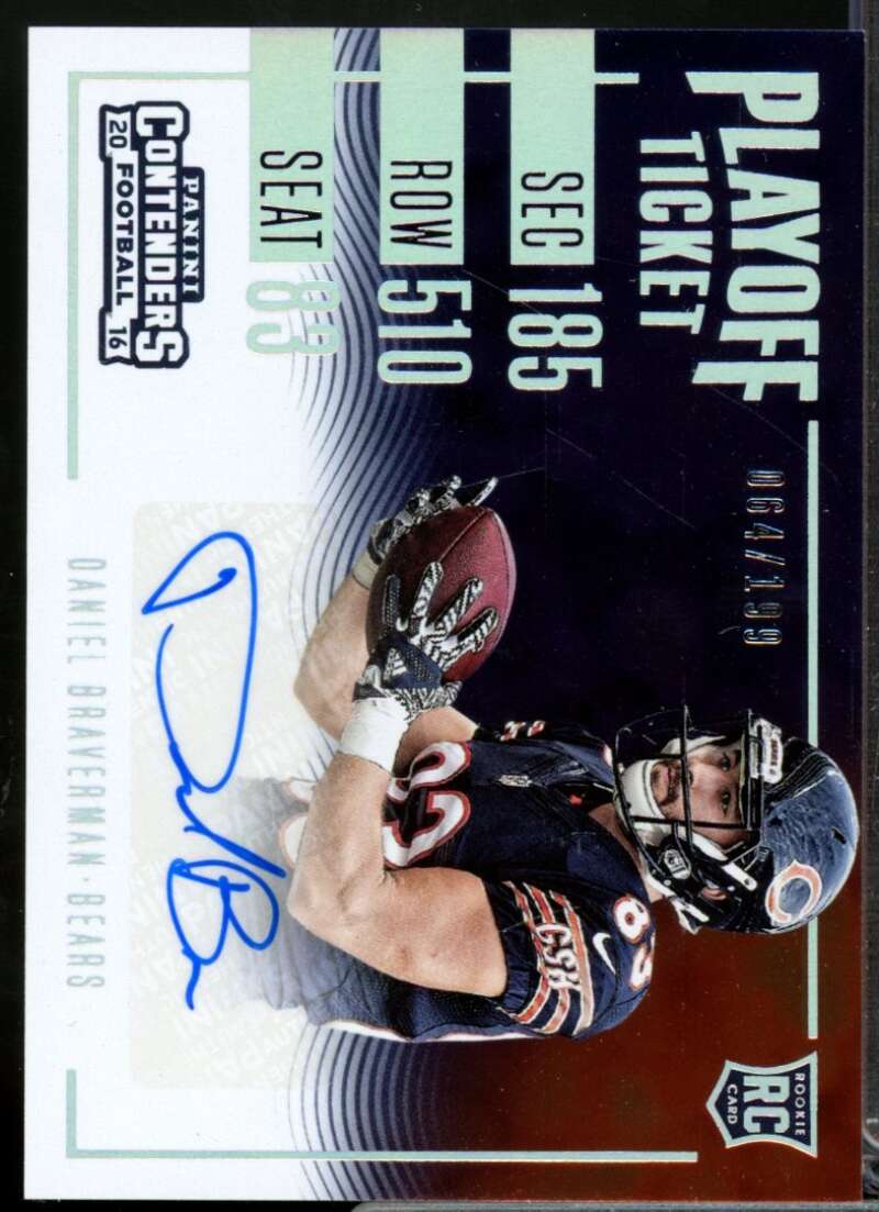 Daniel Braverman 2016 Panini Contenders Rookie Autograph Playoff Ticket #283  Image 1