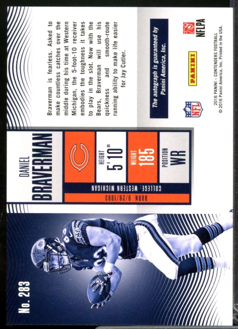 Daniel Braverman 2016 Panini Contenders Rookie Autograph Playoff Ticket #283  Image 2