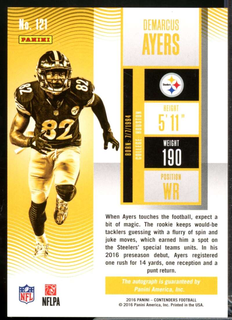 Demarcus Ayers 2016 Panini Contenders Rookie Autograph Championship Ticket #121  Image 2