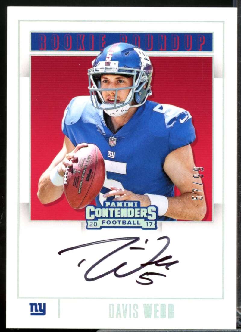 Davis Webb /99 Card 2017 Panini Contenders Rookie Roundup Autographs #4  Image 1