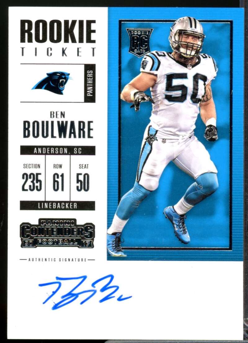 Ben Boulware RC Card 2017 Panini Contenders Rookie Autograph #213  Image 1