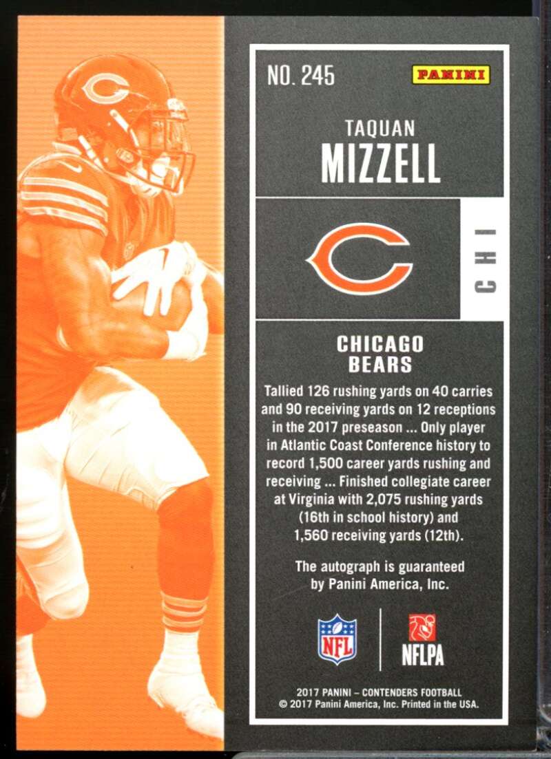 Taquan Mizzell /99 2017 Panini Contenders Rookie Autograph Playoff Ticket #245  Image 2