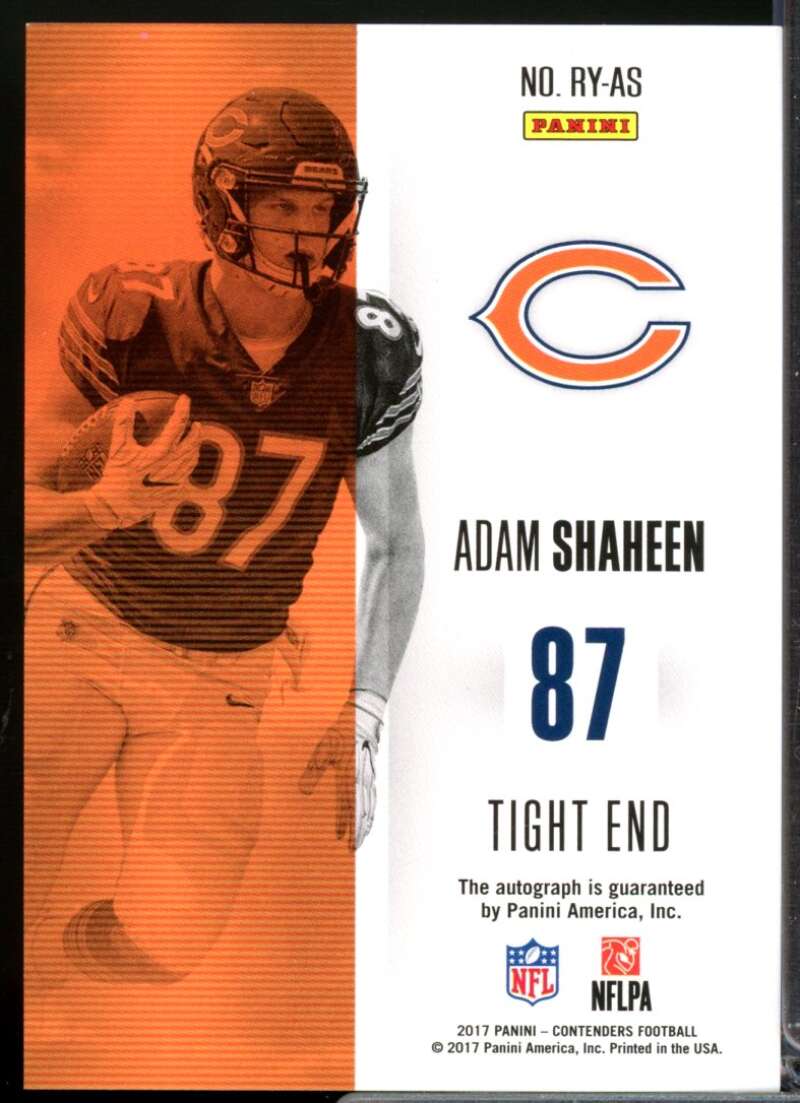 Adam Shaheen 2017 Panini Contenders Rookie of the Year Contenders Autograph #39  Image 2
