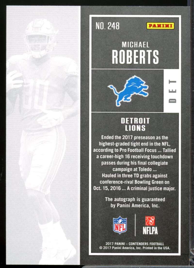 Michael Roberts RC Card 2017 Panini Contenders Rookie Autograph #248  Image 2