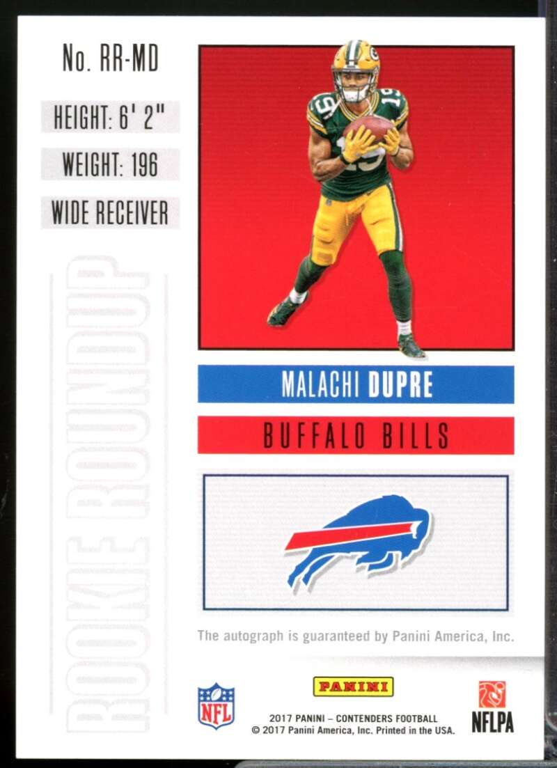 Malachi Dupre /199 Card 2017 Panini Contenders Rookie Roundup Autographs #35  Image 2