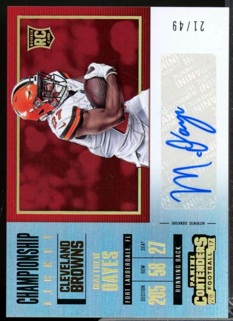 Matthew Dayes 2017 Panini Contenders Rookie Autograph Championship Ticket #260  Image 1