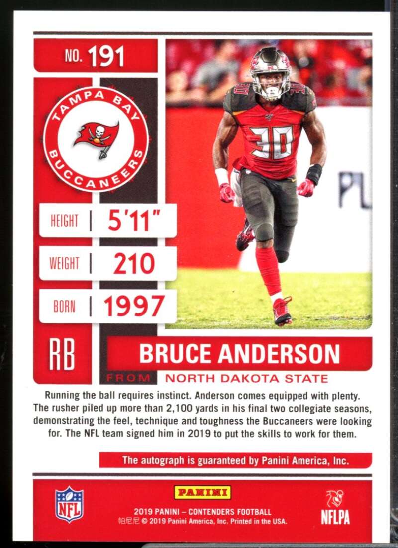 Bruce Anderson /99 2019 Panini Contenders Rookie Autograph Playoff Ticket #191  Image 2