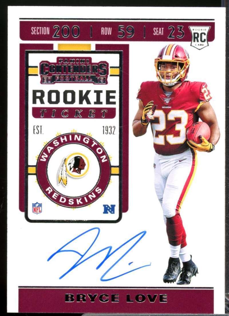 Bryce Love RC Card 2019 Panini Contenders Rookie Autograph #114  Image 1
