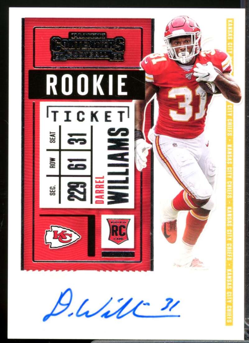 Darrel Williams RC Card 2020 Panini Contenders Rookie Autograph #222  Image 1