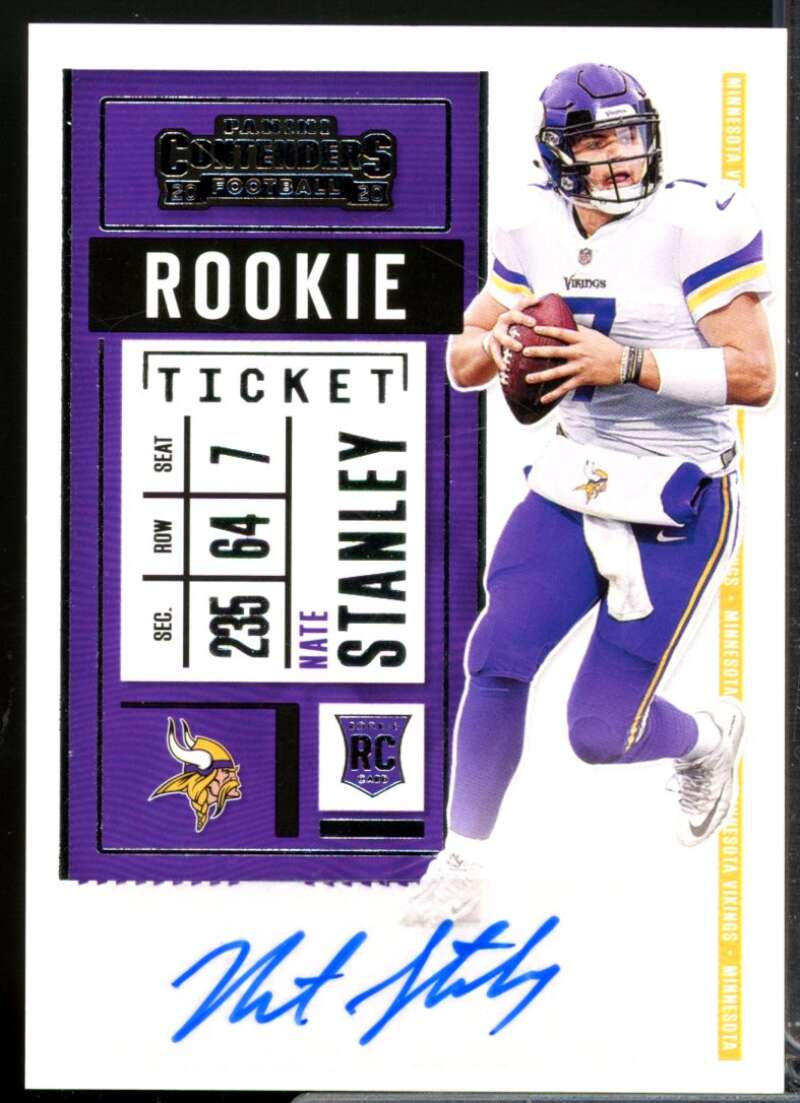 Nate Stanley RC Card 2020 Panini Contenders Rookie Autograph #291  Image 1