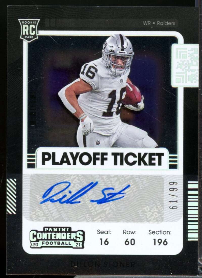 Dillon Stoner Card 2021 Panini Contenders Rookie Autograph Playoff Ticket #292  Image 1