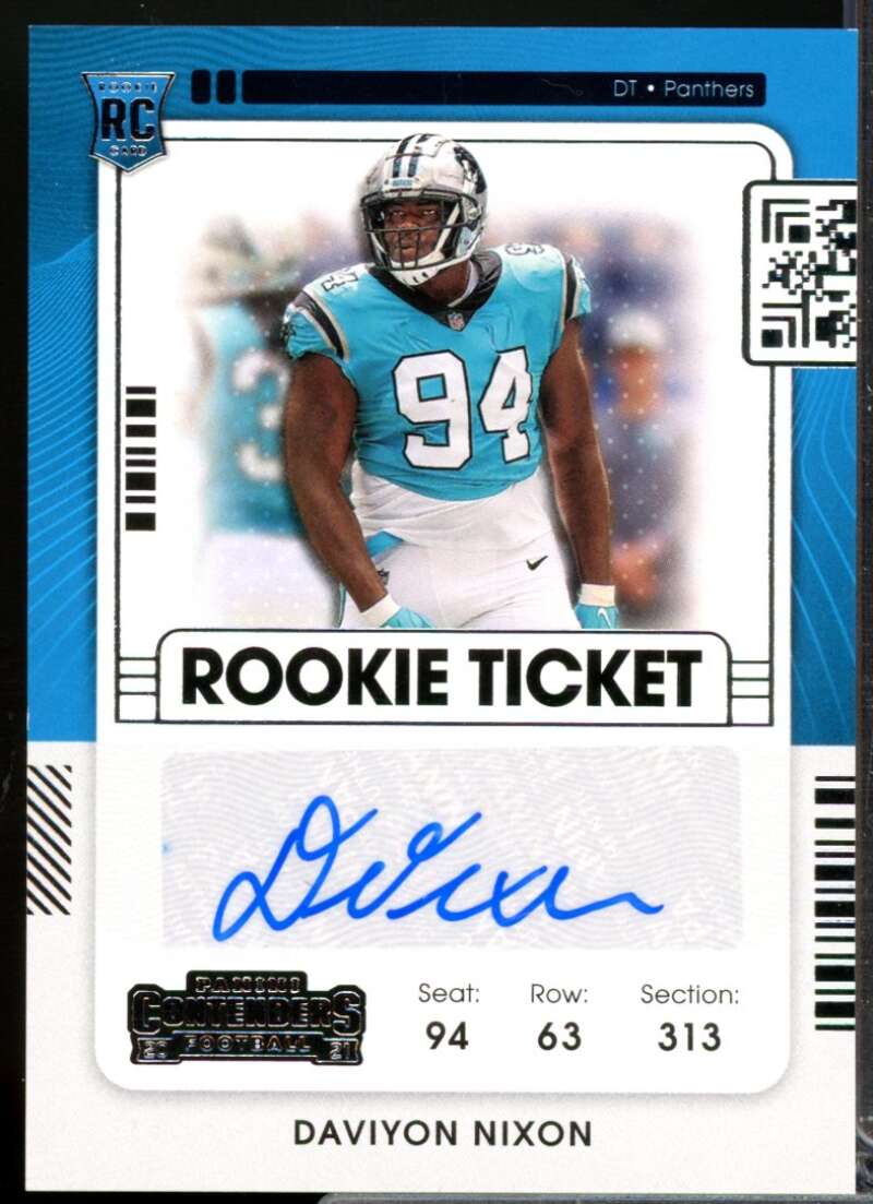 Daviyon Nixon RC Card 2021 Panini Contenders Rookie Autograph #217  Image 1