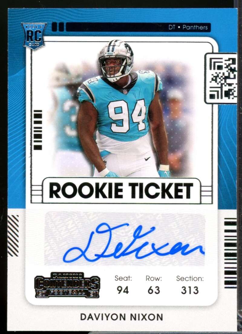 Daviyon Nixon RC Card 2021 Panini Contenders Rookie Autograph #217  Image 1