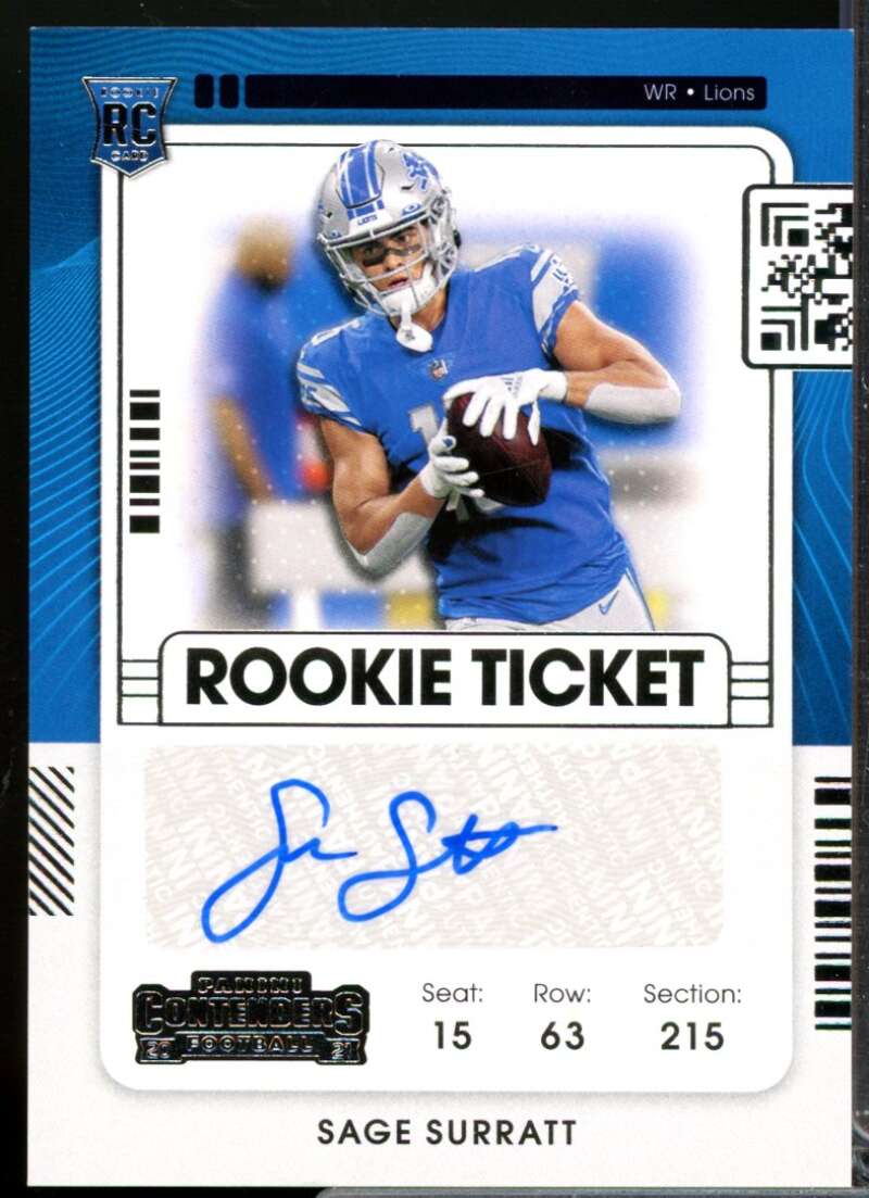 Sage Surratt RC Card 2021 Panini Contenders Rookie Autograph #264  Image 1