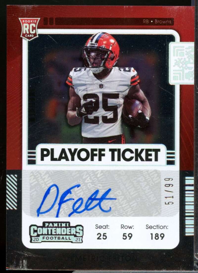Demetric Felton 2021 Panini Contenders Rookie Autograph Playoff Ticket #243A  Image 1