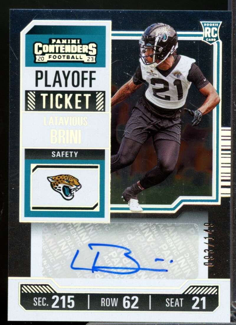 Latavious Brini 2023 Panini Contenders Rookie Autograph Playoff Ticket #249  Image 1